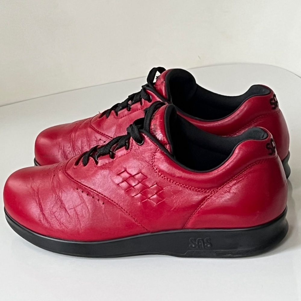 SAS Red Leather Women's Sneakers